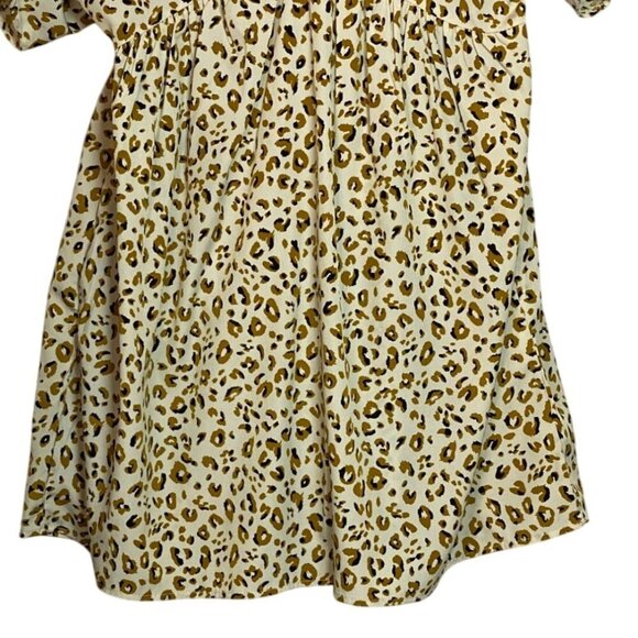 MTS Leopard Print Cream Flutter Sleeve Dress With V-Neck & Pockets Lightweight L - Picture 4 of 8